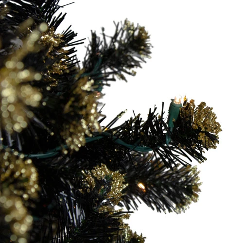 Northlight Pre-Lit LED Black Crystal Pine With Gold Glitter Artificial Christmas Tree - 7.5 Ft Clear Lights 4 Northlight Pre-Lit LED Black Crystal Pine With Gold Glitter Artificial Christmas Tree - 7.5 Ft Clear Lights - Image 2