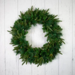 Northlight Pre-Lit Green Mixed Rosemary Emerald Angel Pine Artificial Christmas Wreath - 30-Inch, Clear Lights -Northlight northlight v27386 woodfloor 58620.1690469258