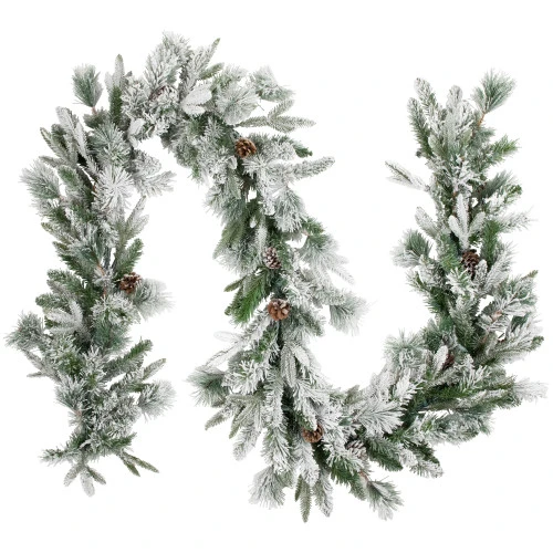 Northlight 9' X 14" Pre-Lit Flocked Mixed Rosemary Emerald Pine Artificial Christmas Garland - Clear LED Lights 3 Northlight 9' X 14" Pre-Lit Flocked Mixed Rosemary Emerald Pine Artificial Christmas Garland - Clear LED Lights