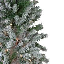 Northlight Set Of 3 Pre-Lit Slim Flocked Alpine Artificial Christmas Trees 5' - Clear Lights -Northlight northlight v27434 1update 78921.1668500848
