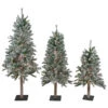 Northlight Set Of 3 Pre-Lit Slim Flocked Alpine Artificial Christmas Trees 5' - Clear Lights -Northlight northlight v27434update 16885.1668500848