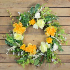 Northlight Hydrangea And Rose Artificial Floral Wreath, Yellow 24-Inch -Northlight northlight vm18932 3 01952.1588358763