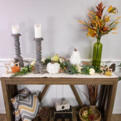 Northlight 5' X 6" Green Gourds And Foliage Artificial Fall Harvest Garland - Unlit -Northlight northlight vm26549 styled 2 31271.1684241943