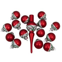 Northlight 15ct Red And White Frosted Tree Topper With Christmas Ball Ornaments -Northlight northlight wy27600 3 50451.1665432996