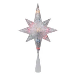 Northlight 11" Lighted Clear 8 Point Star Of Bethlehem Christmas Tree Topper - Multicolor Lights