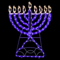 Northlight 150 Clear And Blue LED Hanukkah Menorah Rope Lights - 1.4 Ft White Wire