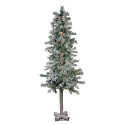Northlight 5ft Pre-Lit Flocked Woodland Alpine Artificial Christmas Tree - Clear Lights 3 Northlight 5ft Pre-Lit Flocked Woodland Alpine Artificial Christmas Tree - Clear Lights