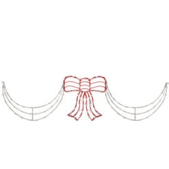 Northlight 3-Piece Lighted Red And White Bow And Swag Christmas Decoration