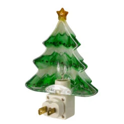 Northlight 5.5" Green And White Beaded Frosted Christmas Tree Night Light -Northlight northlightct 70 636 107 2 56759.1588369271