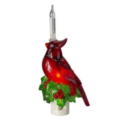 Northlight 7.5" Red Christmas Cardinal With Holly And Berry Bubble Night Light