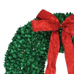 Northlight Pre-Lit Glittered Leaves Artificial Christmas Wreath - 28-Inch, Clear Lights -Northlight northlightd18 31914gra 28 16392.1651769448