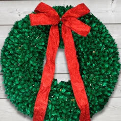 Northlight Pre-Lit Glittered Leaves Artificial Christmas Wreath - 28-Inch, Clear Lights -Northlight northlightd18 31914gra 28b 43841.1651769448
