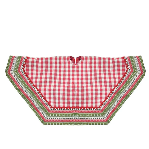 Northlight 50" Red And White Buffalo Plaid Christmas Tree Skirt With Woodland Fair Isle Trim 3 Northlight 50" Red And White Buffalo Plaid Christmas Tree Skirt With Woodland Fair Isle Trim