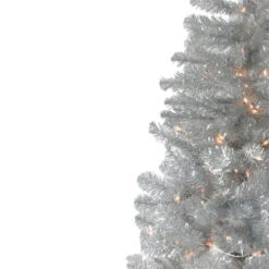 Northlight 6.5' Pre-Lit Full Metallic Silver Tinsel Artificial Christmas Tree, Clear Lights -Northlight p4jdoxapaxth9zkvq4kd2e44omcmawxw 07283.1588357536