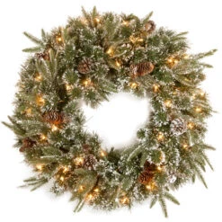 Christmas Central Pre-Lit Liberty Pine Artificial Christmas Wreath, 24-Inch, Clear Lights