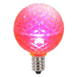 Club Pack Of 25 LED G40 Pink Faceted Replacement Christmas Light Bulbs