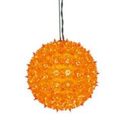 7.5" Orange Lighted Hanging Sphere Christmas Decor