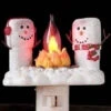 Roman 4.5" White And Yellow Marshmallow Snowmen At A Campfire Festive Christmas Night Light