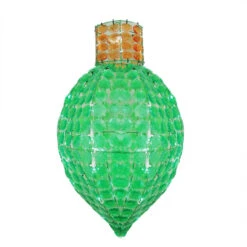 Northlight 23" Pre-Lit Green And Amber LED Faceted Finial Christmas Light Bulb
