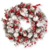 Christmas Central Red And White Ornaments Artificial Christmas Wreath, 24-Inch, Unlit