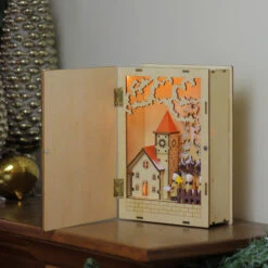 Roman 8.25" Beige And Red LED Lighted Cut Merry Christmas Book Tabletop Decoration -Northlight roman20131468 3 67856.1587644956