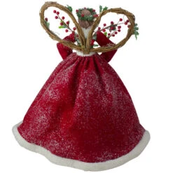 Roman Set Of 2 Beige And Red Holly Floral Dress Angel Christmas Tree Toppers 17" -Northlight roman 132036 a 2 90847.1588405990