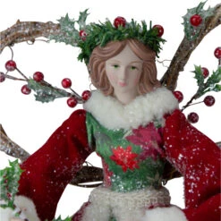 Roman Set Of 2 Beige And Red Holly Floral Dress Angel Christmas Tree Toppers 17" -Northlight roman 132036 a 4 15659.1588405991