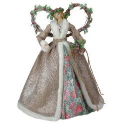 Roman Set Of 2 Beige And Red Holly Floral Dress Angel Christmas Tree Toppers 17" -Northlight roman 132036 b 44481.1588405991