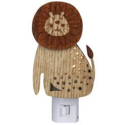 Roman 6" Wooden LED Smiling Lion Night Light