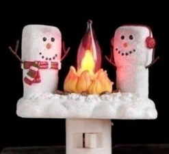 Roman 4.5" White And Yellow Marshmallow Snowmen At A Campfire Festive Christmas Night Light -Northlight roman 165115 3 31343.1600737671