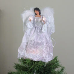 Roman 14.5" White And Silver Elegant Feathered Tree Topper -Northlight roman 33803 3 95481.1587644955