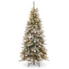 Christmas Central 7.5’ Pre-Lit Slim Snowy Mountain Pine Artificial Christmas Tree, Clear Lights -Northlight smt 304 75 05154.1588370494