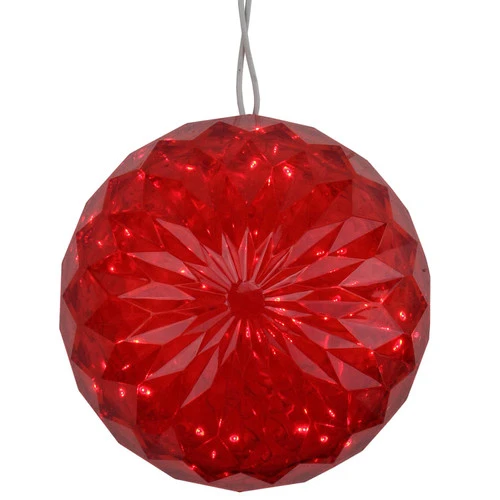 Northlight 6” Red LED Christmas Crystal Sphere Hanging Outdoor Decoration 3 Northlight 6” Red LED Christmas Crystal Sphere Hanging Outdoor Decoration