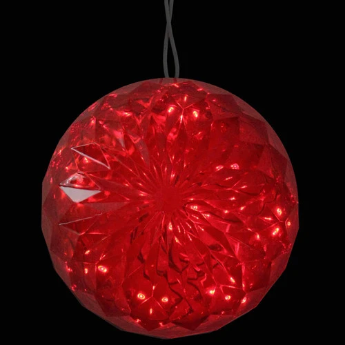 Northlight 6” Red LED Christmas Crystal Sphere Hanging Outdoor Decoration 4 Northlight 6” Red LED Christmas Crystal Sphere Hanging Outdoor Decoration - Image 2