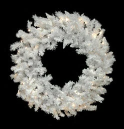 60"Pre-Lit LED Flocked Spruce Christmas WreathWarm Clear Lights