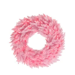 Pink Pre-Lit Ashley Spruce Christmas Wreath - 48-Inch, Clear And Pink Lights