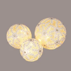 Northlight Set Of 3 White And Silver Battery Operated Lighted LED Snowflake Christmas Ball Decors 6" -Northlight yosudvx35gbmumhrtsw7fiafkskw4ed8 94311.1588369738